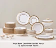 Karaca Royal Bone Charlotte 55 Parça 12 Kişilik Yemek Takımı Gold 