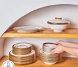 Karaca Royal Bone Charlotte 55 Parça 12 Kişilik Yemek Takımı Gold 