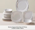 Karaca Square Bone Bera 24 Parça 6 Kişilik Yemek Takımı