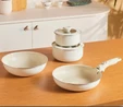 Karaca Swiss Crystal Almond Cream Easy Clip 7 Parça İndüksiyon Tabanlı Tencere Seti