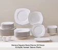 Karaca Square Bone Eterno 53 Parça 12 Kişilik Yemek Takımı Platin