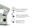 Karaca Mastermaid Chef Ultra D2000W Dijital Ekranlı Hamur Yoğurma Makinesi Cabbage Green 7L
