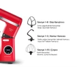Karaca Mastermaid Chef Ultra D2000W Dijital Ekranlı Hamur Yoğurma Makinesi Imperial Red 7L 
