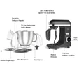 Karaca Mastermaid Chef Ultra D2000W Dijital Ekranlı Hamur Yoğurma Makinesi Matte Black 7L