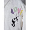 Peanuts by Karaca Home Love Nakışlı Bornoz Seti 8-10 Yaş Offwhite