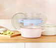 Emsan Pastel Emaye Kızartma Tenceresi Krem 24 cm