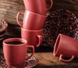 Apricot Leopar Pembe 6 Kişilik Kahve Fincan Takımı
