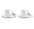 Karaca Lucca Birds 2 Kişilik Pembe Kahve Fincan Takımı 80 ml