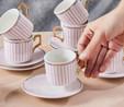  Karaca Jolly Pink Thin Line  6 Kişilik Kahve Fincan Takımı 100 ml