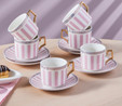 Karaca Jolly Pink Bold Line 6 Kişilik Kahve Fincan Takımı 100 ml