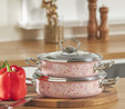 Karaca Emaye Terazzo Pembe 2li Sahan Set