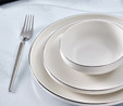 Karaca Streamline New Satürn New Bone 24 Parça 6 Kişilik Yemek Takımı Platin 