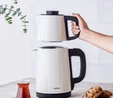 Karaca Tea Break 2 in 1 Çelik Su Isıtıcı Çay Makinesi Krem Inox