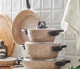 Karaca Biogranit Wood Stone 9 Parça Tencere Seti
