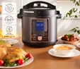 Karaca Cooker 2 in 1 6L Çok Amaçlı Basınçlı Pişirici Akıllı Elektrikli Düdüklü Tencere ve Airfryer Matt Black