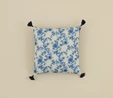Karaca Home Rosario Püsküllü Dolgulu Kırlent 45X45 cm Mavi Beyaz