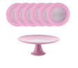 Emsan Pastel 7 Parça Cam Pasta / Tatlı Seti Pembe