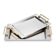 Jumbo Taranto Çelik Küçük Tepsi Gold 41 x 28 cm