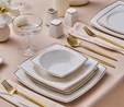 Karaca Square Bone Mindy 53 Parça 12 Kişilik Yemek Takımı Gold 