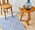 Karaca Home Bej Lacivert Çift Taraflı Kilim