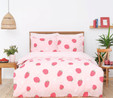 Sarah Anderson Strawberry Pembe %100 Pamuk Çift Kişilik Nevresim Yastık Seti 