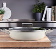 Smeg Cookware Krem Tencere Cam Kapaklı 28 cm