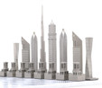 Skyline Chess Paslanmaz Çelik Mermer Satranç Takımı Dubai
