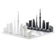 Skyline Chess Paslanmaz Çelik Mermer Satranç Takımı Tokyo