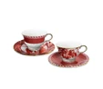 Baci Milano Le Rouge Porselen 2'li Çay Fincanı 9,5 cm x 6,3 cm Kırmızı