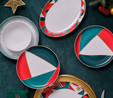İstanbul Porselen Starlight Fine Bone New Year Yılbaşı Pasta Tabağı Multicolor 21 cm