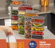 Vienev 24'lü Hava Geçirmez Saklama Kabı Seti Antrasit 6x(250-500-750-1200 Ml)