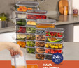 Vienev 24'lü Hava Geçirmez Saklama Kabı Seti Gri 6x(250-500-750-1200 Ml)