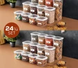 Vienev Foly Etiketli Kare Erzak Saklama Kabı 24'lü Set 8x(0,55 Li̇tre, 1,2 Li̇tre, 1,75 Li̇tre) Beyaz