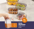 Vienev 4'lü Hava Geçirmez Saklama Kabı Seti Antrasit 1x(250-500-750-1200 Ml)