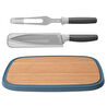 Berghoff Leo 18/10 Paslanmaz Çelik Bambu Kesme Tahtası Ve 2 Parça Bıçak Ve Servis Çatalı Seti