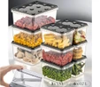 Vienev 9'lu Block Buzdolabı Ve Derin Dondurucu Sızdırmaz Saklama Kabı Şeffaf Antrasit 3x(1,5 Lt)-6x(0,7 Lt)