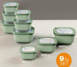 Vienev 9'lu 3x(600-1100-1800 Ml) Mikrodalga Ve Difrize Uygun Vip Kapaklı Özel Saklama Kabı Seti Yeşil