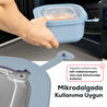 Vienev 9'lu 3x(600-1100-1800 Ml) Mikrodalga Ve Difrize Uygun Vip Kapaklı Özel Saklama Kabı Seti Mavi