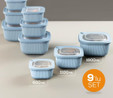 Vienev 9'lu 3x(600-1100-1800 Ml) Mikrodalga Ve Difrize Uygun Vip Kapaklı Özel Saklama Kabı Seti Mavi