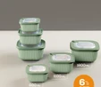 Vienev 6'lı 2x(600-1100-1800 Ml) Mikrodalga Ve Difrize Uygun Vip Kapaklı Özel Saklama Kabı Seti Yeşil