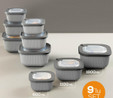 Vienev 9'lu 3x(600-1100-1800 Ml) Mikrodalga Ve Difrize Uygun Vip Kapaklı Özel Saklama Kabı Seti Antrasit