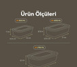 Vienev 6'lı Vip Dikdörtgen Mikrodalga Ve Difrize Uygun Saklama Kabı Seti Bej 2x(1750,1050,600 Ml)