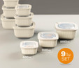 Vienev 9'lu 3x(600-1100-1800 Ml) Mikrodalga Ve Difrize Uygun Vip Kapaklı Özel Saklama Kabı Seti Bej