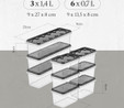 Vienev 9'lu Block Buzdolabı Ve Derin Dondurucu Sızdırmaz Saklama Kabı Şeffaf Antrasit 3x(1,4 Lt)-6x(0,7 Lt)