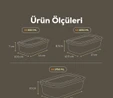 Vienev 3'lü Vip Dikdörtgen Mikrodalga Ve Difrize Uygun Saklama Kabı Seti Bej 1x(1750,1050,600 Ml)