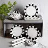 Vienev 14 Parça 6 Kişilik Handmade Dama Desen Kahvaltı Takımı - Lüx Kahvaltılık Sunum Seti