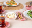 Vienev 38 Parça 8 Kişilik Handmade Nazra Desen Kahvaltı Takımı - Stoneware Kahvaltı Sunum Seti