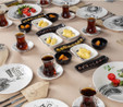 Vienev 38 Parça 8 Kişilik Handmade Yeni Gün Desen Kahvaltı Takımı -stoneware Kahvaltı Sunum Seti