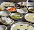 Vienev 14 Parça 6 Kişilik Handmade Yeşil Nokta Kahvaltı Takımı - Lüx Kahvaltılık Sunum Seti