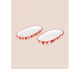 The Mia Joy Oval Servis 2li Set Kırmızı 11x21x3 Cm
